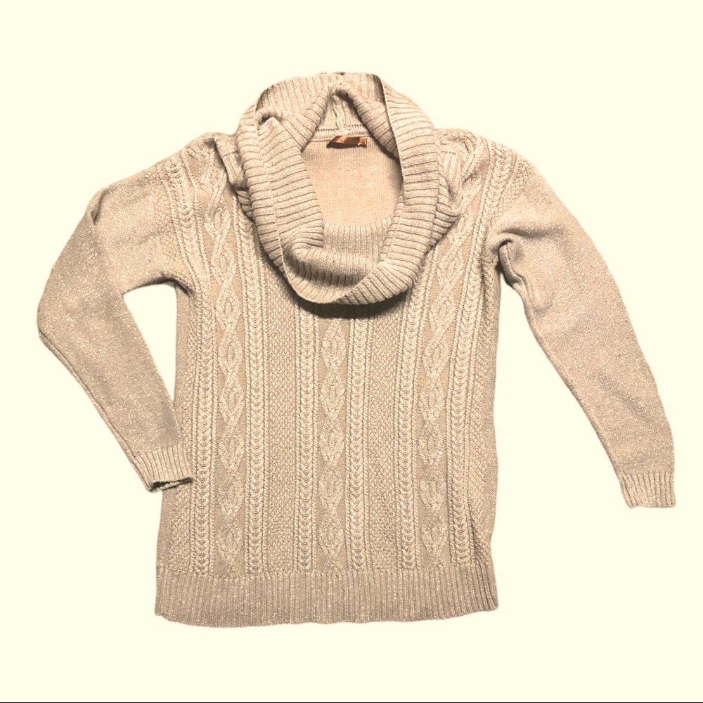 Belldini Cowl Neck Shimmery Sweater